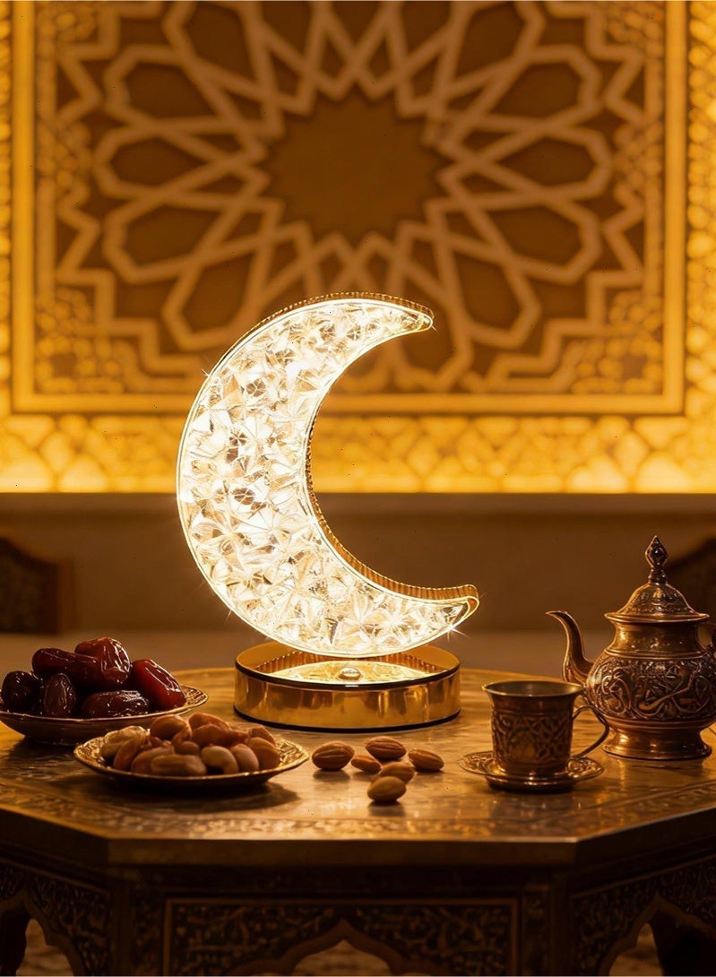 Topyich Crystal Ramadan Lamp, Moon Shape LED Ramadan Lights, Touch Control Ramadan Decoration for Bedroom Living Room Table - Image 5